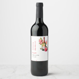 Petals And Prosecco Bridal Shower Party Wine Label