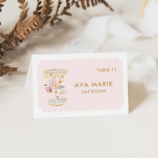 Petals and Prosecco Bridal Shower Place Cards (Petals and Prosecco Place Cards)