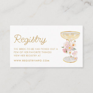 Petals and Prosecco Bridal Shower Registry Enclosu Enclosure Card