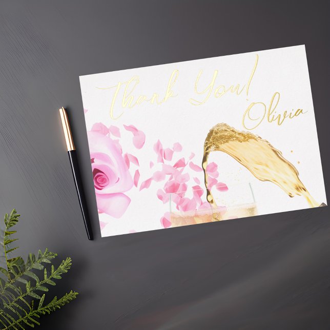 Petals and Prosecco Bridal Shower Thank you card (Creator Uploaded)