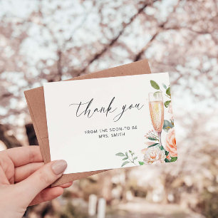 Petals And Prosecco Bridal Shower Thank You Card