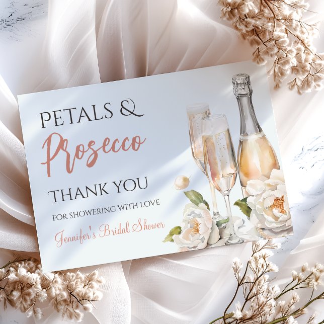 Petals and Prosecco Bridal Shower Thank You Card (Creator Uploaded)