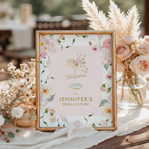 Petals and Prosecco Bridal Shower Welcome Poster