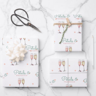 Petals and Prosecco Bridal Shower Wrapping Paper Sheet