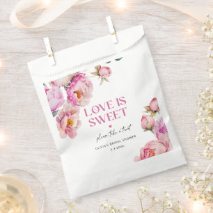 Petals and prosecco bright pink love is sweet favour bags