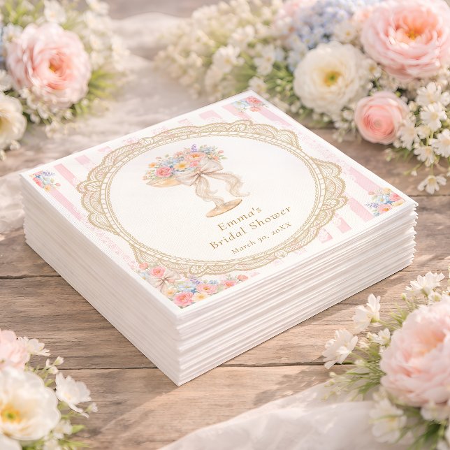 Petals and Prosecco Colorful Floral Bridal Shower  Napkin (Creator Uploaded)