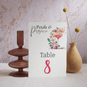 Petals and Prosecco Floral Bridal Shower Brunch Table Number
