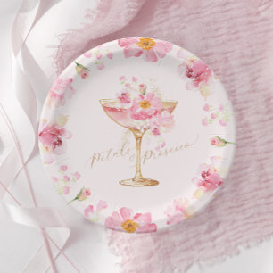 Petals and Prosecco Floral Bridal Shower Paper Plate