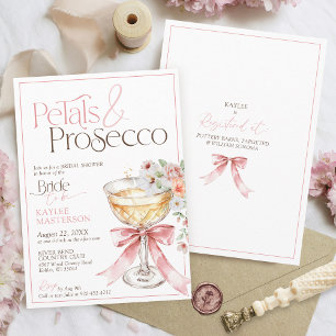 Petals and Prosecco Floral Champagne Bridal Shower Invitation