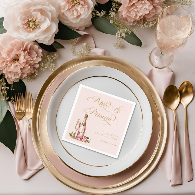 Petals and Prosecco Floral Elegant Bridal Shower  Napkin (Petals and Prosecco Bridal Shower Cocktail Napkin
)
