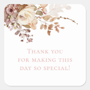 Petals and Prosecco Floral Thank You Bridal Shower Square Sticker
