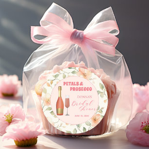 Petals and Prosecco Gold Floral Bridal Shower Classic Round Sticker