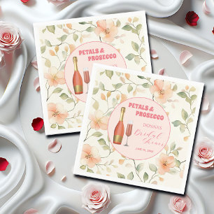 Petals and Prosecco Gold Floral Bridal Shower Napkin