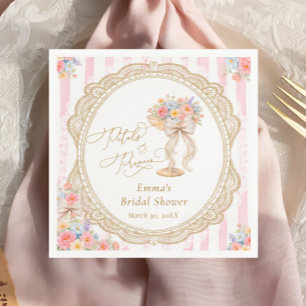 Petals and Prosecco Pink and Gold Bridal Shower Napkin