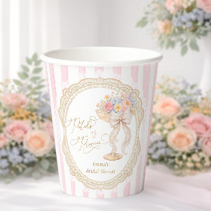 Petals and Prosecco Pink and Gold Bridal Shower Paper Cups