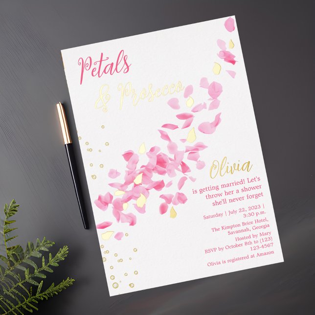 Petals and Prosecco Pink  Bridal Shower Invitation (Creator Uploaded)