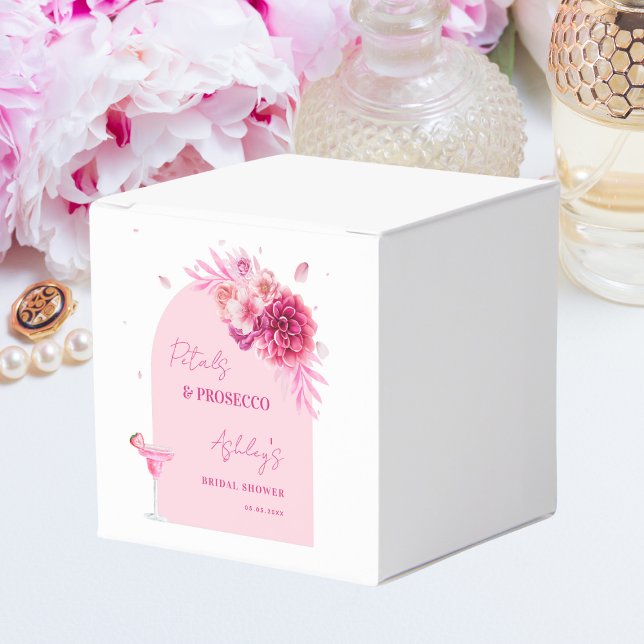 Petals and Prosecco Pink Floral Bridal Shower Favour Box (Creator Uploaded)