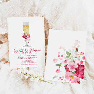 Petals and Prosecco Pink Floral Bridal Shower Invitation