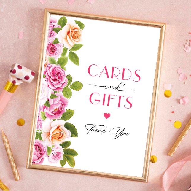 Petals and Prosecco pink floral Cards and gifts Poster (Petals and Prosecco pink floral Cards and gifts Poster)