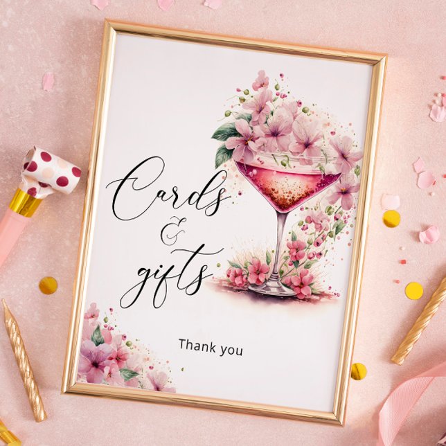 Petals and Prosecco Pink Floral Cards and Gifts Poster (Creator Uploaded)