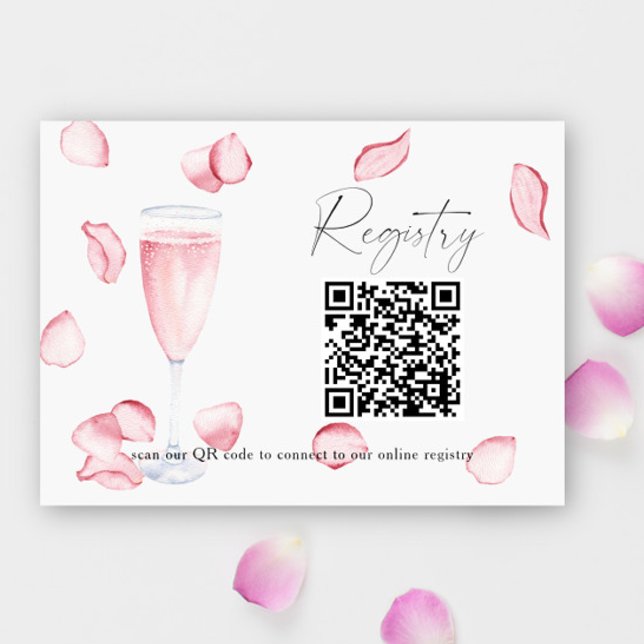 Petals and Prosecco QR code bridal shower registry Enclosure Card (Creator Uploaded)