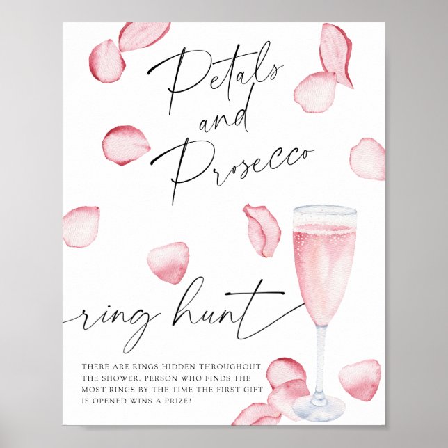 Petals and Prosecco - ring hunt bridal shower game Poster (Front)