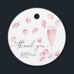 Petals and Prosecco - thank you bridal shower Favour Tags<br><div class="desc">Watercolor elegant rose petals with glass of champagne and text "Petals and Prosecco".</div>