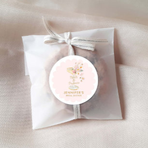 Petals and Prosecco Wedding Shower Favour Classic Round Sticker