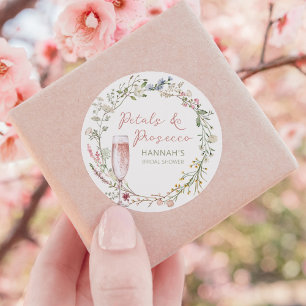 Petals and Prosecco Wedding Shower Favour  Classic Round Sticker