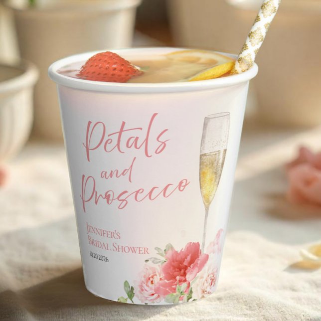 Petals and Prosecco | Wild Garden Bridal Shower Paper Cups (Creator Uploaded)