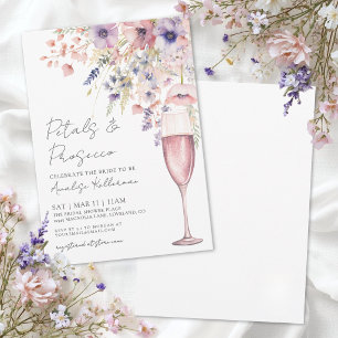 Petals And Prosecco Wildflower Bridal Shower Invitation