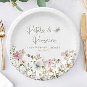 Petals and Prosecco Wildflower Bridal Shower Paper Plate