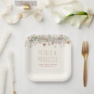 Petals and Prosecco Wildflower Bridal Shower Paper Plate