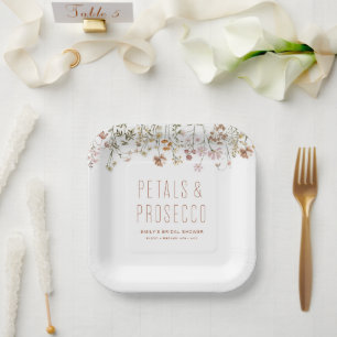 Petals and Prosecco Wildflower Bridal Shower Paper Plate