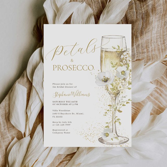Petals and Prosecco Wildflowers Bridal Shower  Invitation (Creator Uploaded)