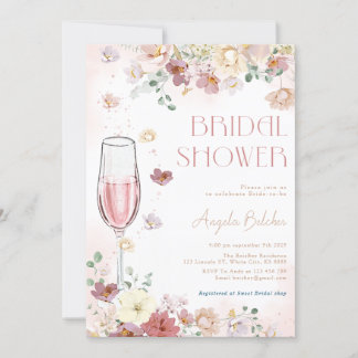 Petals and Prosecco with Wildflowers Bridal Shower Invitation