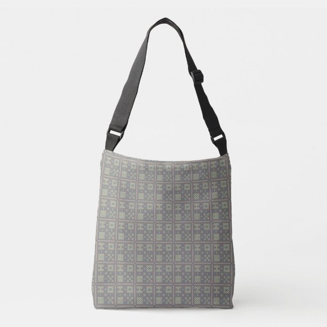 Petals & Doughnuts Grey Pattern Crossbody Bag  (Front)