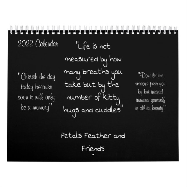Petals Feather & Friends 2022 Calendar with quotes (Cover)