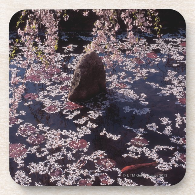 Petals floating on fish pond coaster (Front)