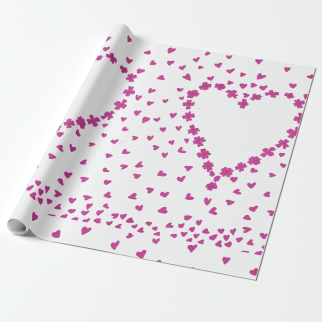 Petals Heart Wrapping Paper (Unrolled)