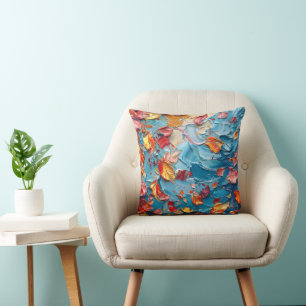 Petals in Motion – Expressive Abstract Floral Cushion