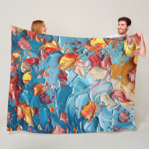 Petals in Motion – Expressive Abstract Floral Fleece Blanket