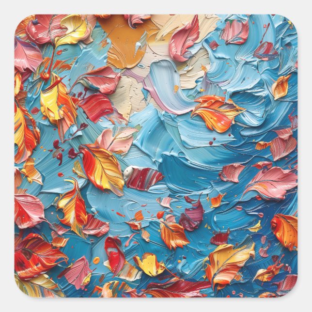 Petals in Motion – Expressive Abstract Floral Square Sticker (Front)