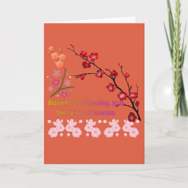 Petals in Pink Harmony red orange Card (Front)