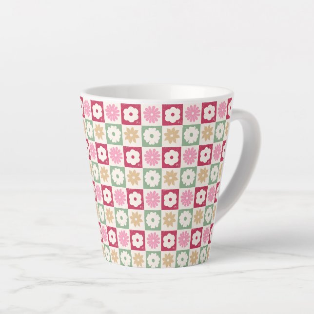 Petals In Silence 04. Floral Pattern. Latte Mug (Right Angle)