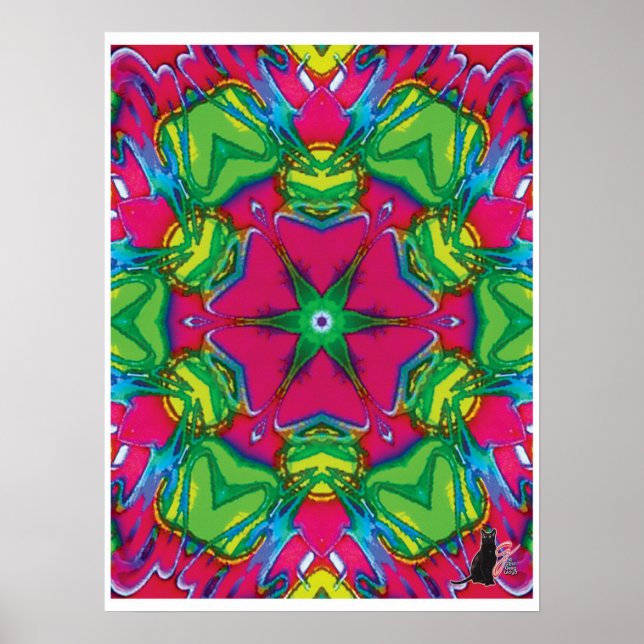 Petals Kinetic Collage Kaleidoscope Poster (Front)