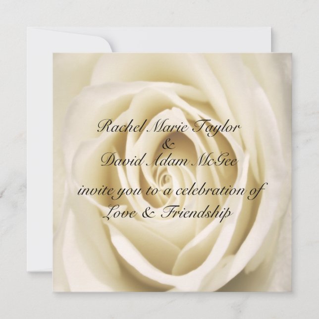 Petals Of Love, White,  Wedding Invitations (Front)