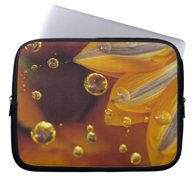 Petals on Mylar reflective surface with drops. Laptop Sleeve (Front)