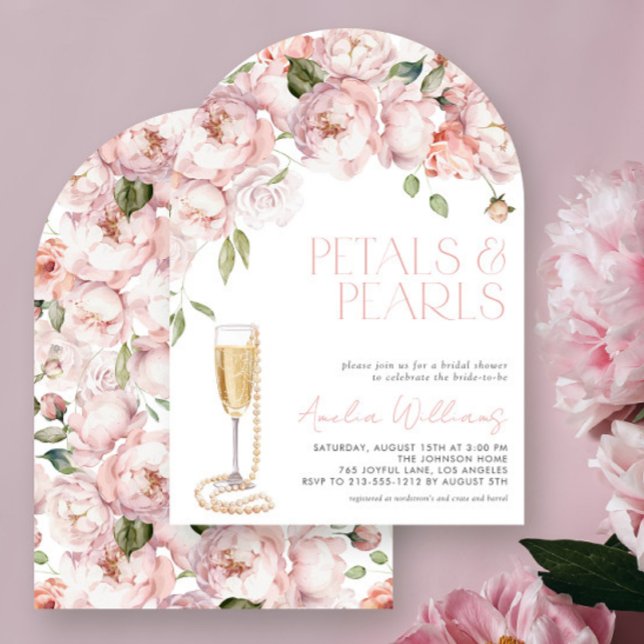 Petals & Pearls  Modern Pink Floral Bridal Shower Invitation (Creator Uploaded)
