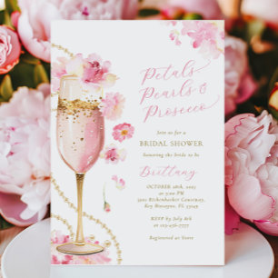 Petals, Pearls & Prosecco Bridal Shower Invitation